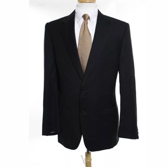 CANALI NAVY BLUE WOOL PINSTRIPED BLAZER SIZE IT54 - Picture 3 of 8